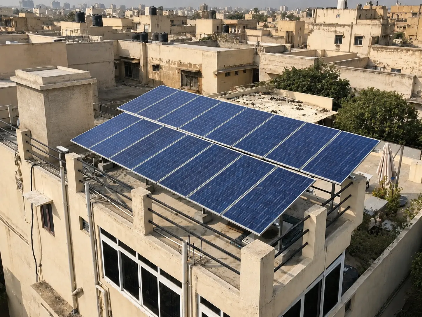 Residential rooftop solar array with automatic cleaning in DHA Karachi – Mukhlis Fertigo